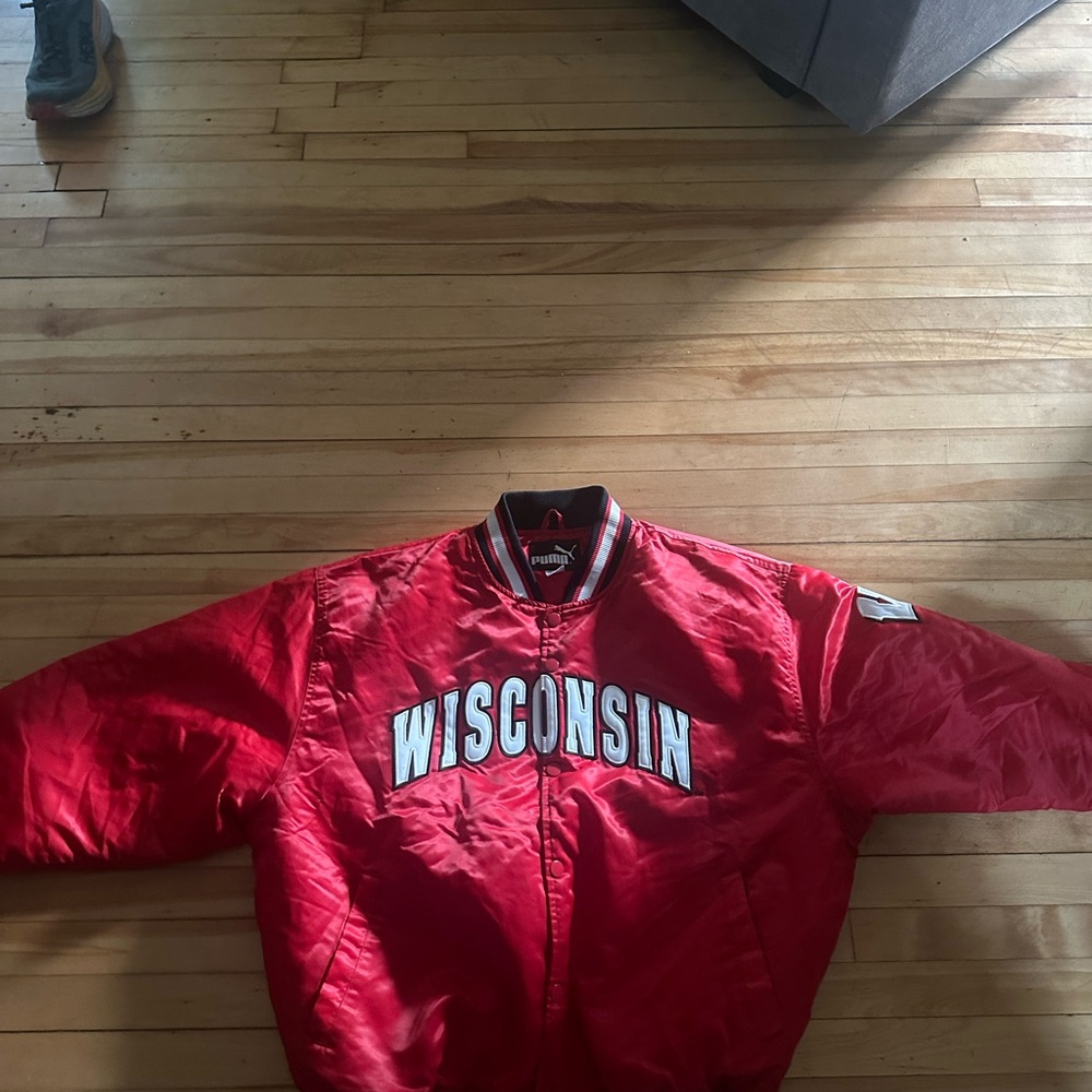 Puma Wisconsin Badger Red and Black Bomber Jacket